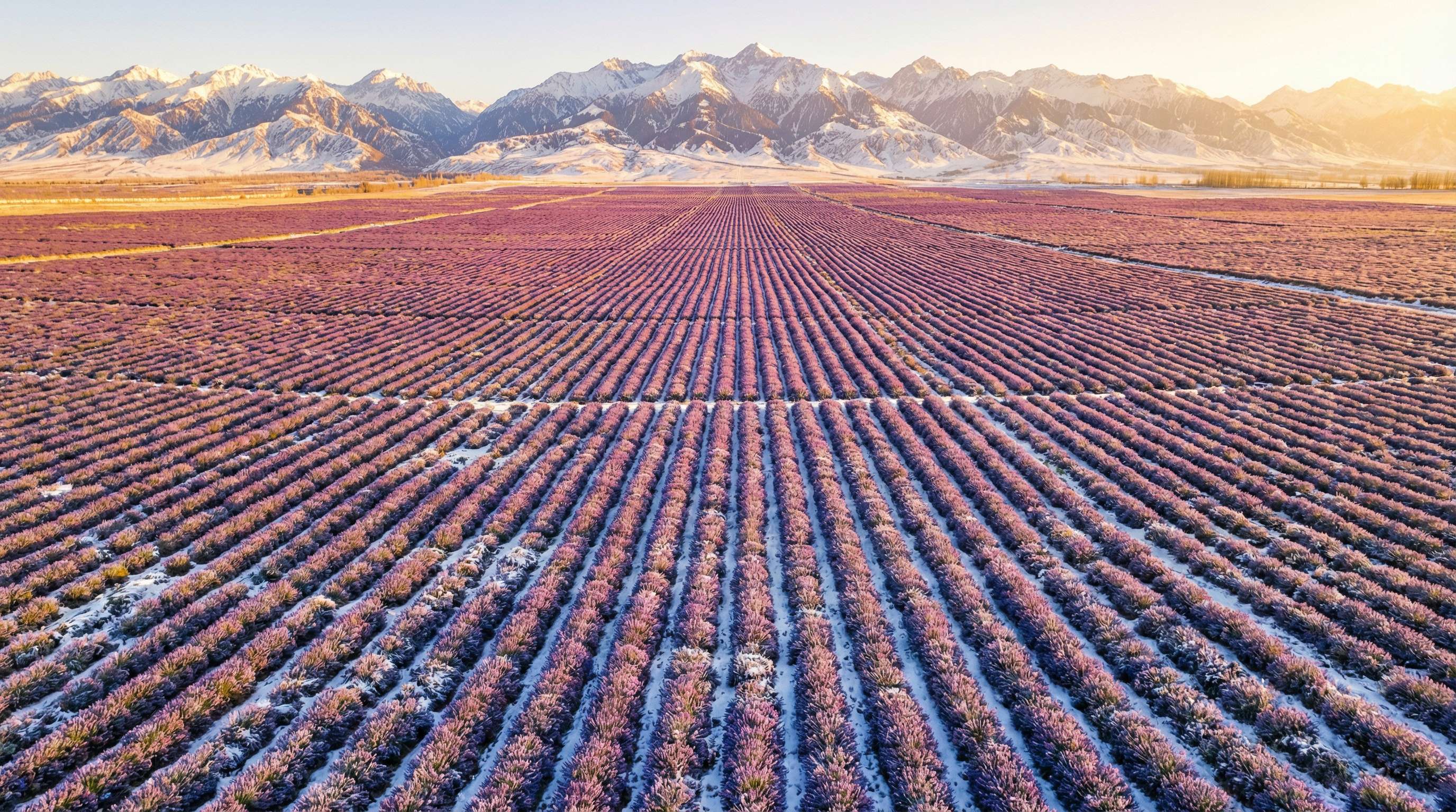 媚黑薰衣草花海航拍植物视频